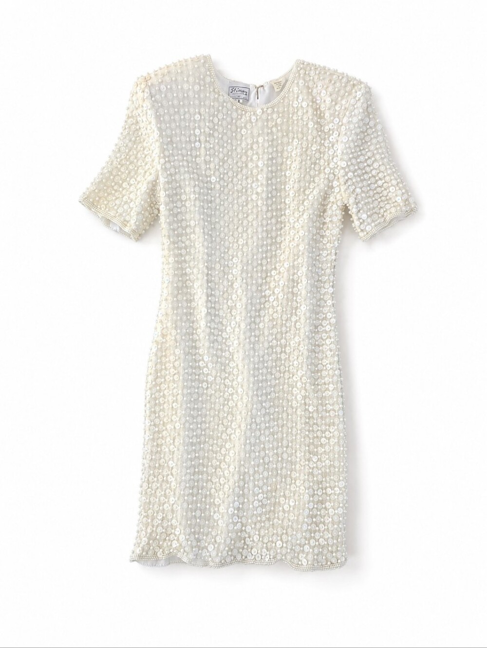 Vintage Stenay Pearl & Sequin Beaded Dress | Size 8 | Bridal/Courthouse Wedding